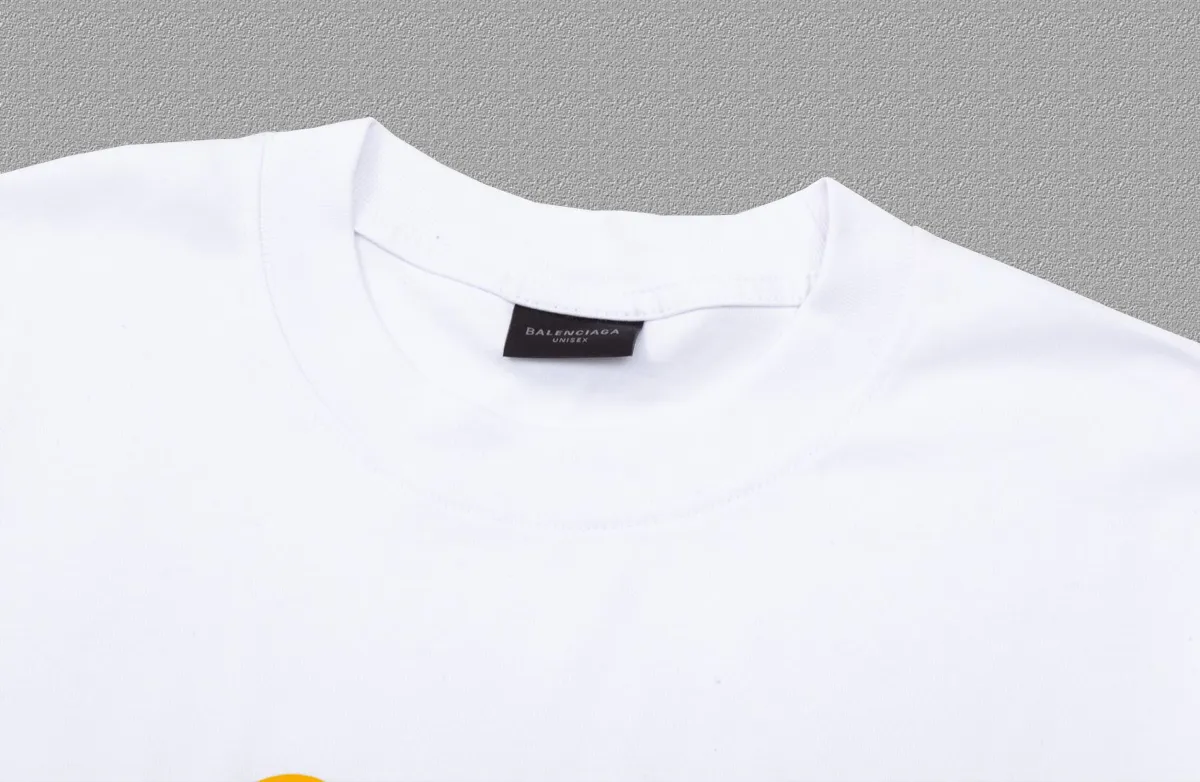 P80✨🔥 BALENCIAGA Paris lettering printed short-sleeved T-shirt, custom-woven and dyed 280g combed cotton heavyweight fabric, zero color difference in thread, perfect details, different from the current version on the market, welcome to compare, Same Style for men and women, must-sell in the picture above Color: White Black Size: 1 2 3 4